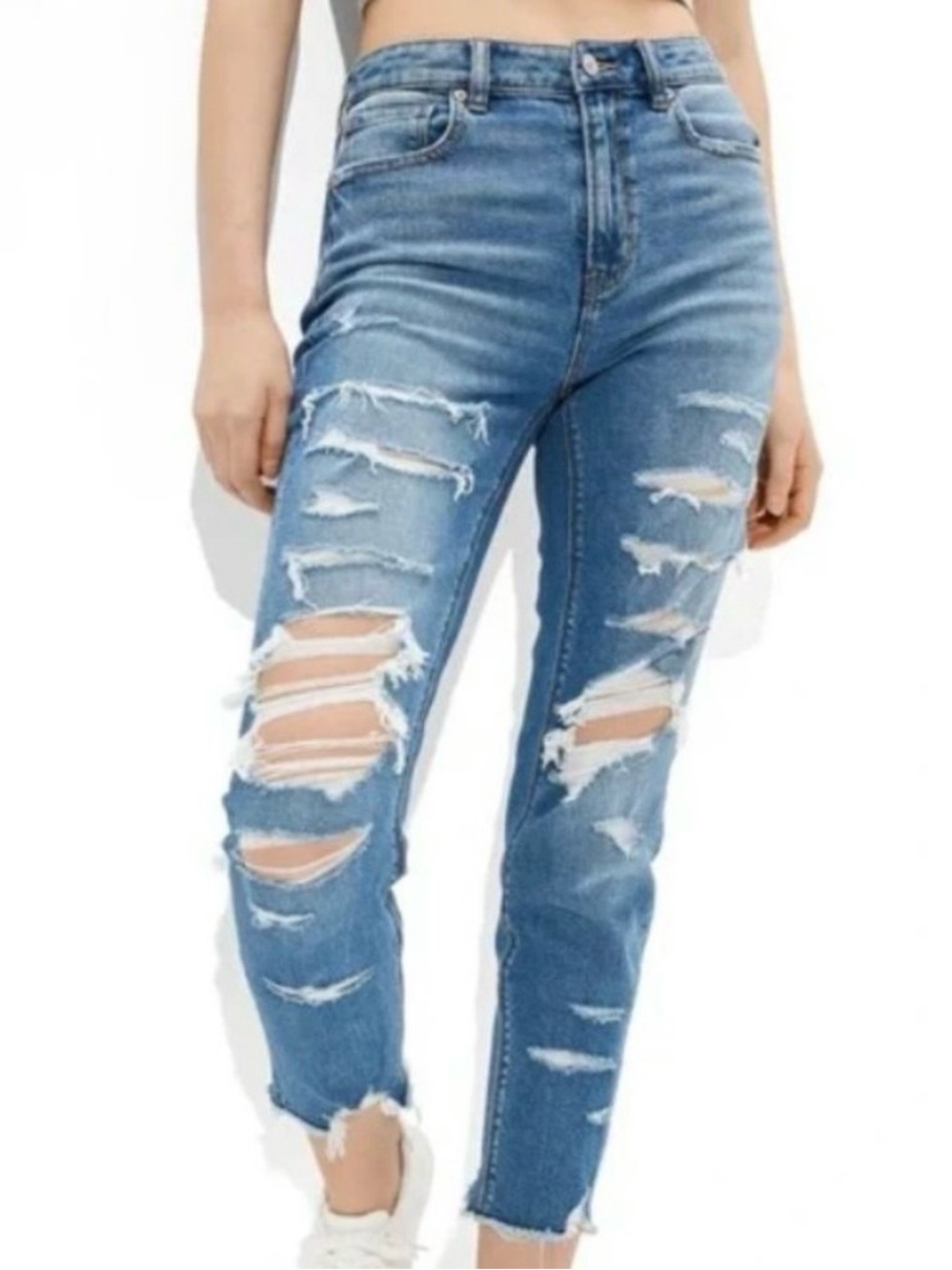 American Eagle Stretch Ripped Mom Jeans Size 12